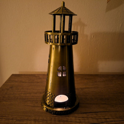 Faro Portacandela per Tealight 18,5 cm in Oro Antico con Opzione di Incisione