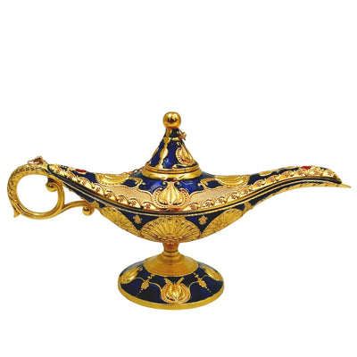 Lampada di Aladino LABB con decorazioni metalliche color oro, blu navy scuro, 22 x 7 x 11 cm