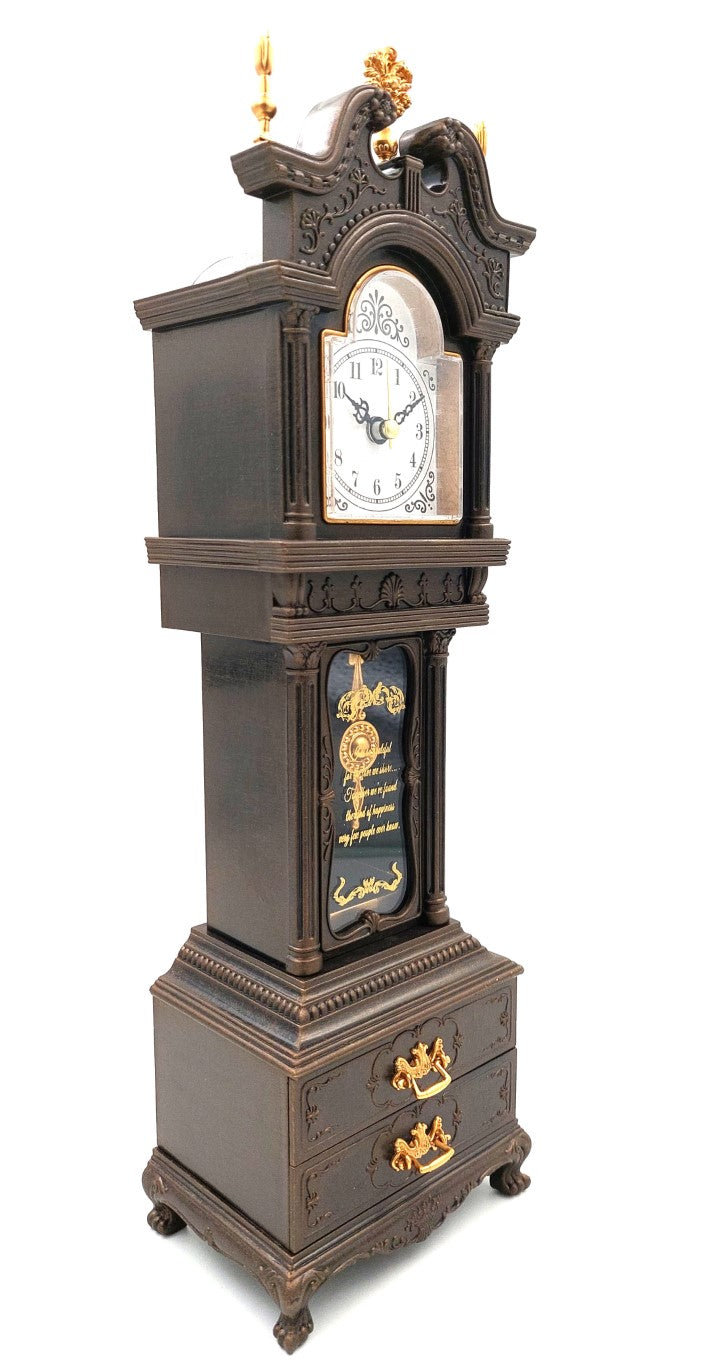 Orologio da camino retrò con carillon e incisione personalizzata, elegante scatola portaoggetti, altezza 37,5 cm, regalo ideale in stile vintage