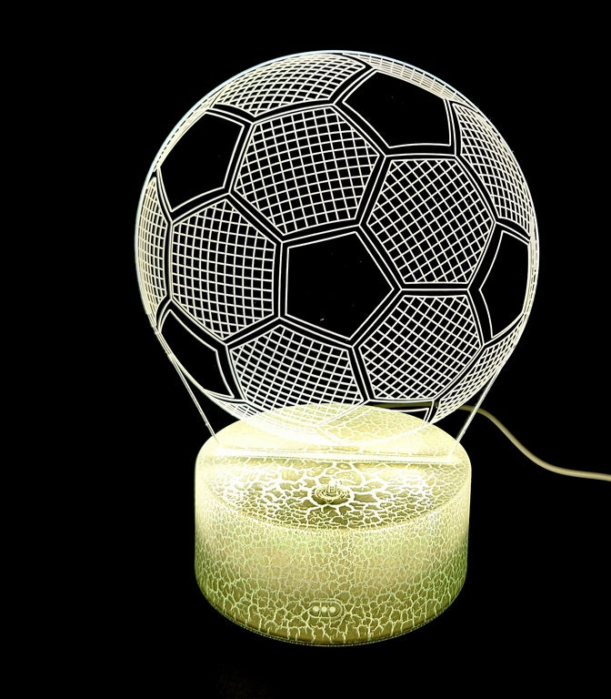 Lampada da notte a forma di pallone con possibilità di personalizzazione tramite incisione - Regalo ideale per gli amanti del calcio - altezza 17 cm - 3 colori disponibili - Alimentazione USB o 3 batterie AAA