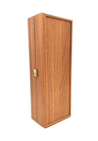 Esclusiva confezione in legno per bottiglia di vino BWXL30 con possibilità di incisione personalizzata, colore noce, ideale come regalo, dimensioni 35x14x10 cm
