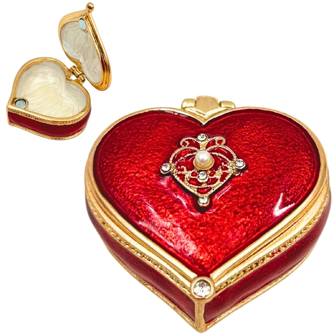 Esclusiva scatola portagioie a forma di cuore con cristalli