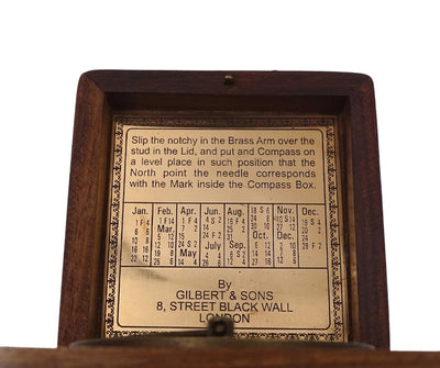 Bussola con Orologio Solare Gilbert in Custodia di Legno con Possibilità di Personalizzazione Incisa