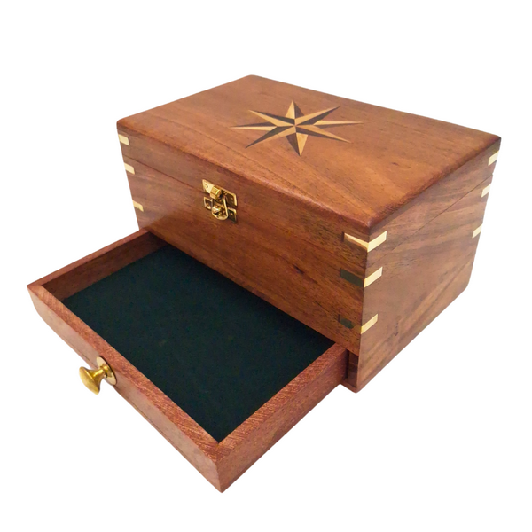 Elegante scatola porta gioie in legno con specchio e incisione personalizzata