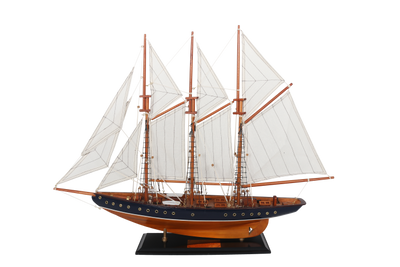 Modello di schooner Atlantic 72 cm - Replica della leggendaria nave con possibilità di personalizzazione tramite incisione - Regalo ideale per appassionati di vela - Realizzato in legno con vele in tessuto