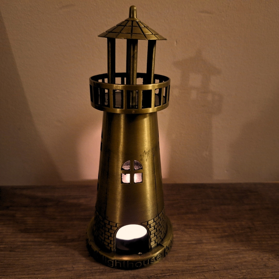 Faro Portacandela per Tealight 18,5 cm in Oro Antico con Opzione di Incisione