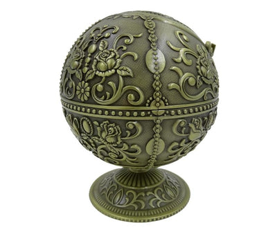Elegante posacenere metallico a forma di sfera con incisione