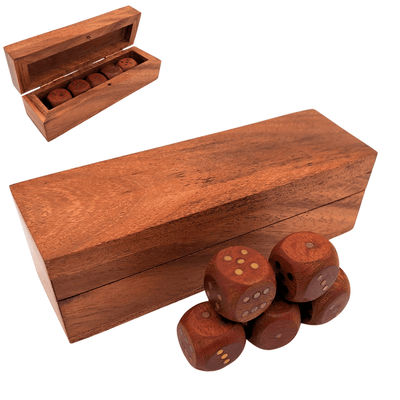 Eleganti Dadi in Legno con Puntini in Ottone in Scatola Personalizzata