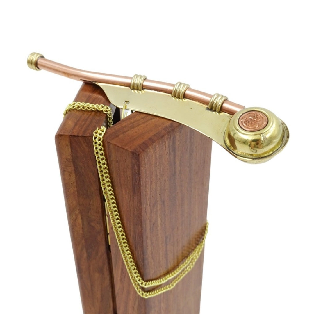 Fischietto da Nostromo con incisione in elegante scatola di legno – Ottone, 12,5 cm