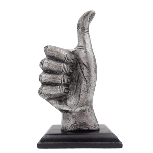 Figura decorativa pollice "OK" in alluminio 20 cm con possibilità di personalizzazione incisa