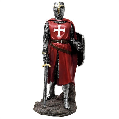 Statuetta di cavaliere crociato 30 cm in poliresina con possibilità di personalizzazione con incisione