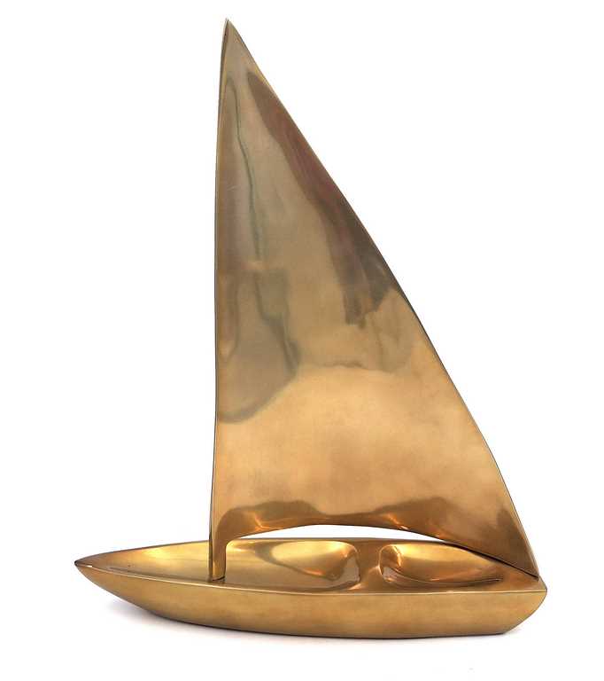 Grande modello di barca a vela in alluminio 39 x 30 cm con incisione personalizzabile