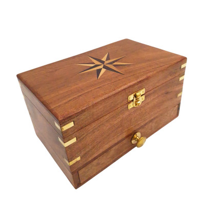 Elegante scatola porta gioie in legno con specchio e incisione personalizzata