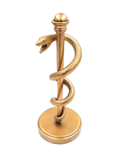 Bastone di Asclepio dorato 30 cm con possibilità di personalizzazione con incisione