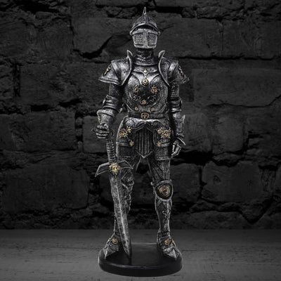 Figura Decorativa Cavaliere in Armatura 39 cm Argento con Possibilità di Incisione Personalizzata