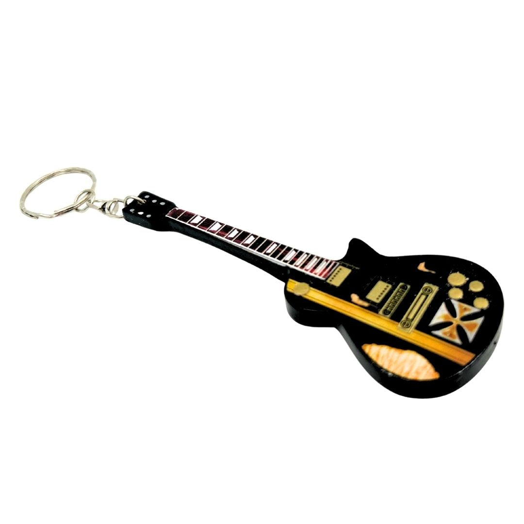 Portachiavi chitarra Metallica James Hetfield Iron Cross con possibilità di incisione personalizzata