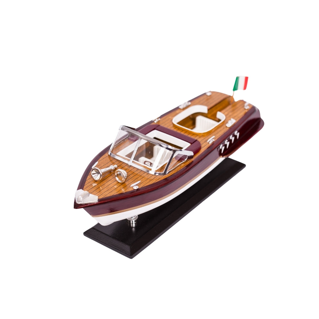 Modello di motoscafo Reeva in legno 35x11x13 cm