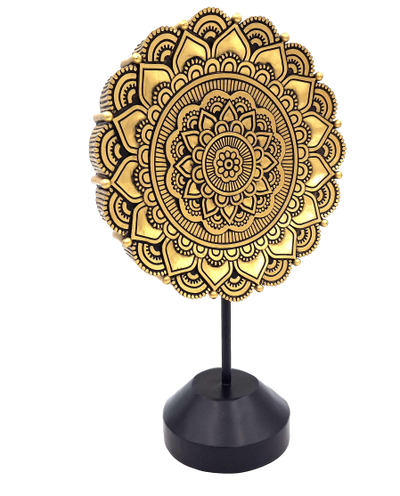 Figura Mandala ovale 35 cm - decorazione buddista dorata con possibilità di personalizzazione con incisione