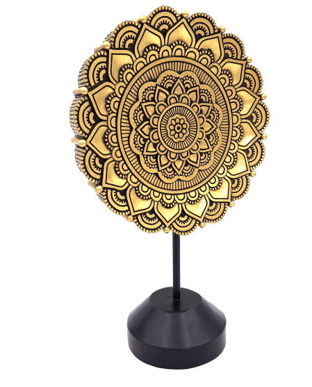 Figura Mandala ovale 35 cm - decorazione buddista dorata con possibilità di personalizzazione con incisione