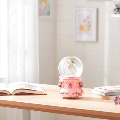 Ballerina danzante in sfera di vetro 15 cm con incisione personalizzata - elegante carillon con base pastello e melodia Lago dei Cigni