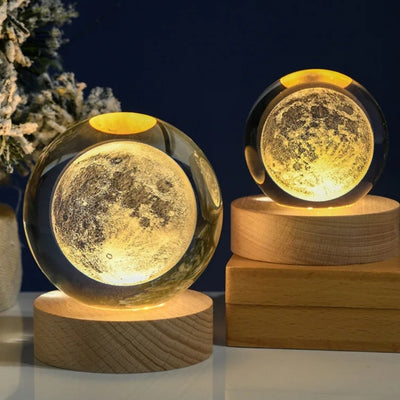 Sfera di Vetro 3D Luna con Incisione