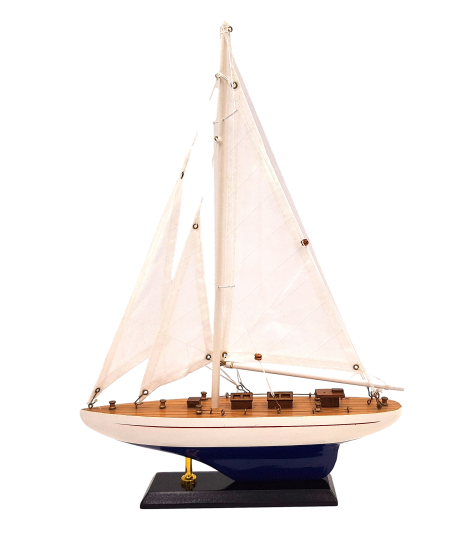 Modello in legno di yacht altezza 42 cm con possibilità di personalizzazione tramite incisione