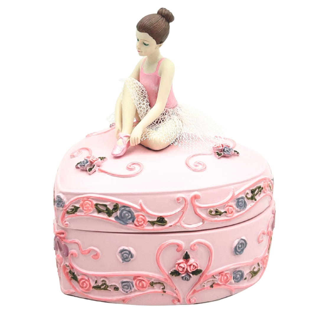 Carillon scatola ballerina cuore Lago dei Cigni con possibilità di incisione personalizzata, rosa, 12,5 cm, regalo ideale per compleanni o anniversari