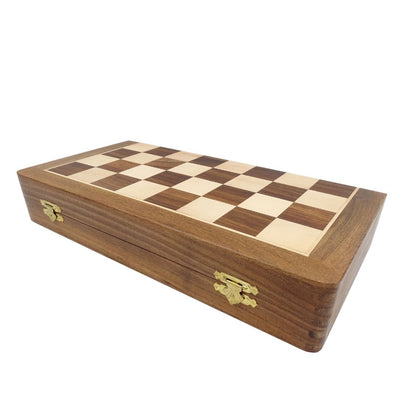 Scacchi in legno 40x40 cm con incisione - Scacchiera pieghevole in palissandro indiano color marrone-beige