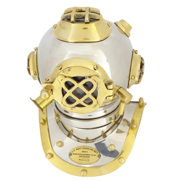 Elmo da sub in ottone US Navy Mark IV con possibilità di personalizzazione tramite incisione - Regalo ideale per ogni occasione, altezza 20 cm, replica marina DIVER - DH93