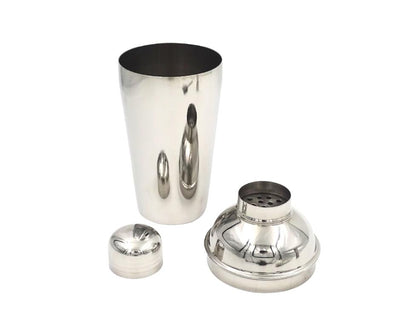 Set da bar in acciaio 3 pezzi con possibilità di incisione personalizzata - Shaker 750 ml, Jigger 15/30 ml, Colino - regalo elegante per amanti dei cocktail, acciaio inox, colore argento