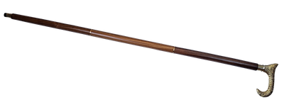 Bastone da Passeggio in Legno con Manico Dorato - Pieghevole - Regalo Elegante con Possibilità di Personalizzazione Incisa - 91,5 cm, Marrone con Impugnatura in Ottone