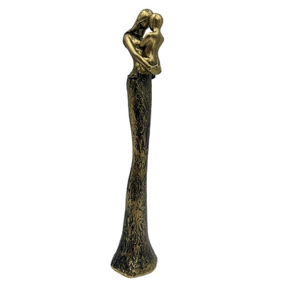 Statuetta moderna Madre con Bambino in oro con incisione personalizzata - altezza 27 cm - regalo ideale per la festa della mamma, compleanni o inaugurazioni - stile glamour con elementi neri - polyresina