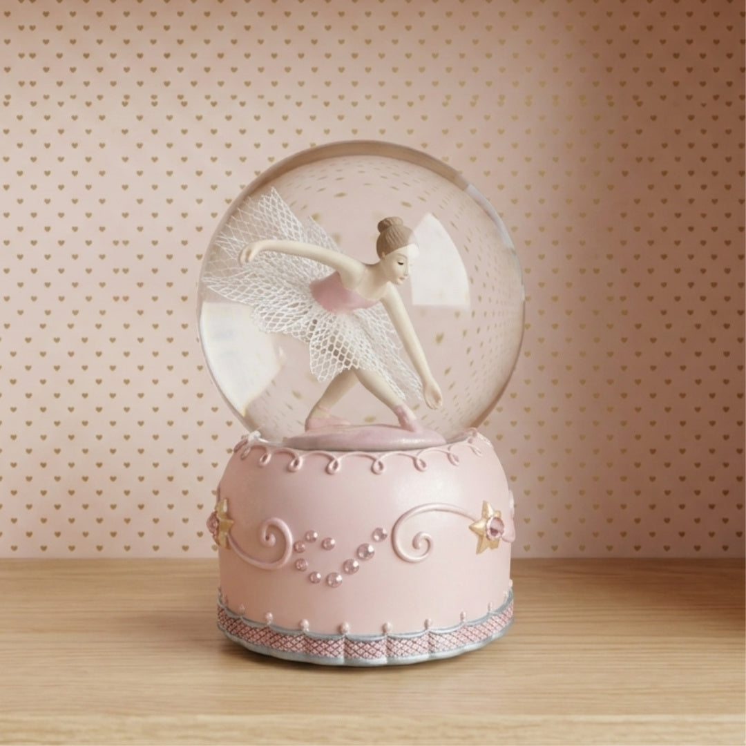 Ballerina Danzante in Globo di Vetro 12 cm con Possibilità di Personalizzazione Incisa - Elegante Decorazione Pastello per Regalo agli Amanti del Balletto, Realizzata in Polyresina e Vetro