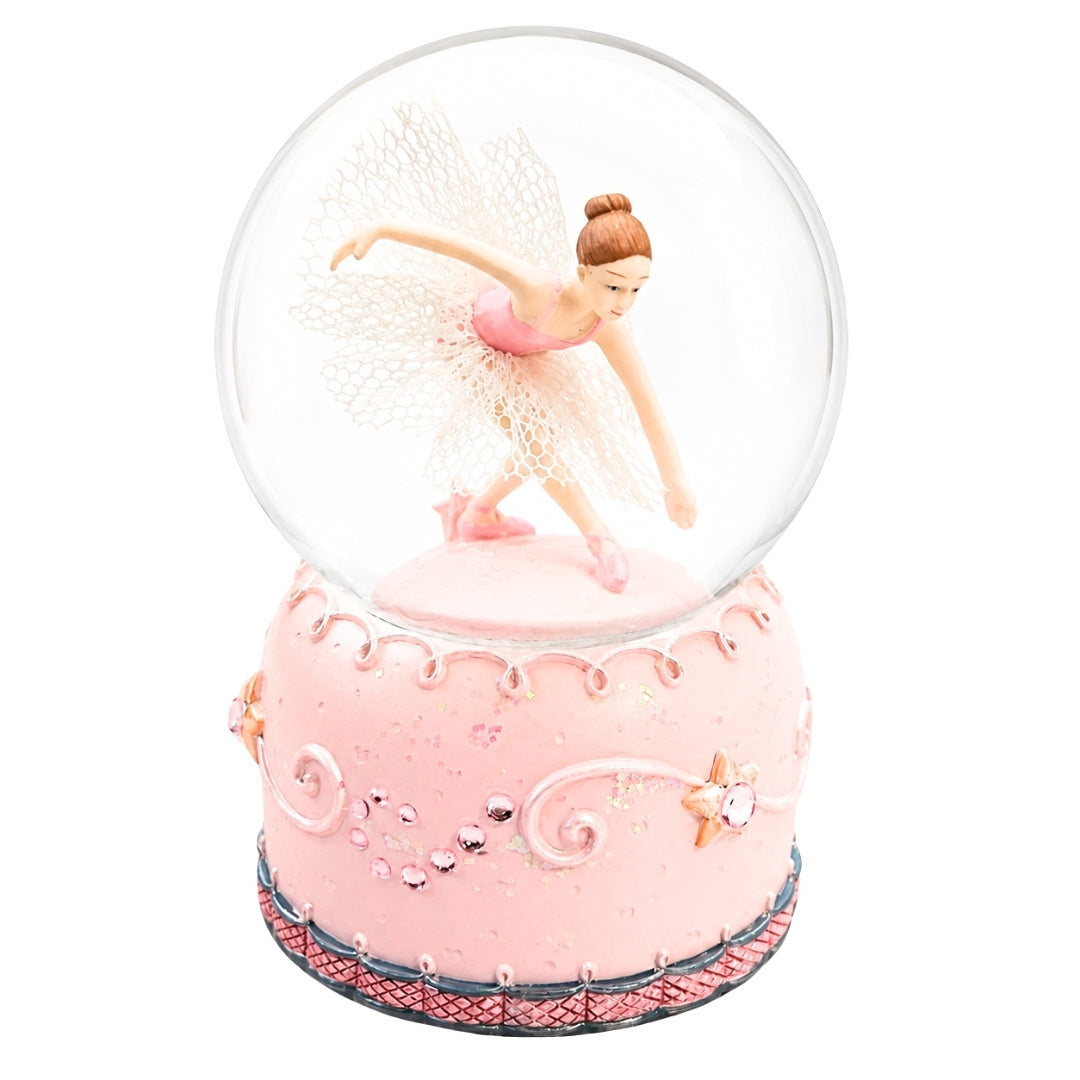 Ballerina Danzante in Globo di Vetro 12 cm con Possibilità di Personalizzazione Incisa - Elegante Decorazione Pastello per Regalo agli Amanti del Balletto, Realizzata in Polyresina e Vetro