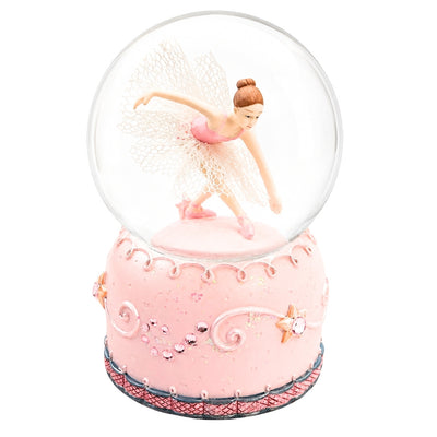 Ballerina Danzante in Globo di Vetro 12 cm con Possibilità di Personalizzazione Incisa - Elegante Decorazione Pastello per Regalo agli Amanti del Balletto, Realizzata in Polyresina e Vetro