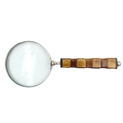 Elegante Lente d'Ingrandimento per Lettura con Manico in Osso NC1099A con Possibilità di Incisione Personalizzata, Scocca Argentata in Ottone, Perfetta come Regalo per Anziani, Nonni o Collezionisti, Altezza 24,5 cm