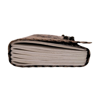 Taccuino in pelle retrò Sole e Luna 200 pagine con possibilità di personalizzazione con incisione, beige-marrone, ideale come regalo per artisti o amanti della magia quotidiana
