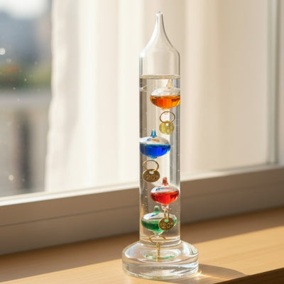 Termometro di Galileo con incisione personalizzata – elegante decorazione d’interni in vetro