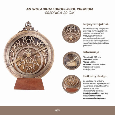 Grande astrolabio europeo H35 con incisione