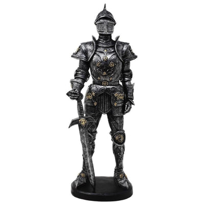 Figura Decorativa Cavaliere in Armatura 39 cm Argento con Possibilità di Incisione Personalizzata
