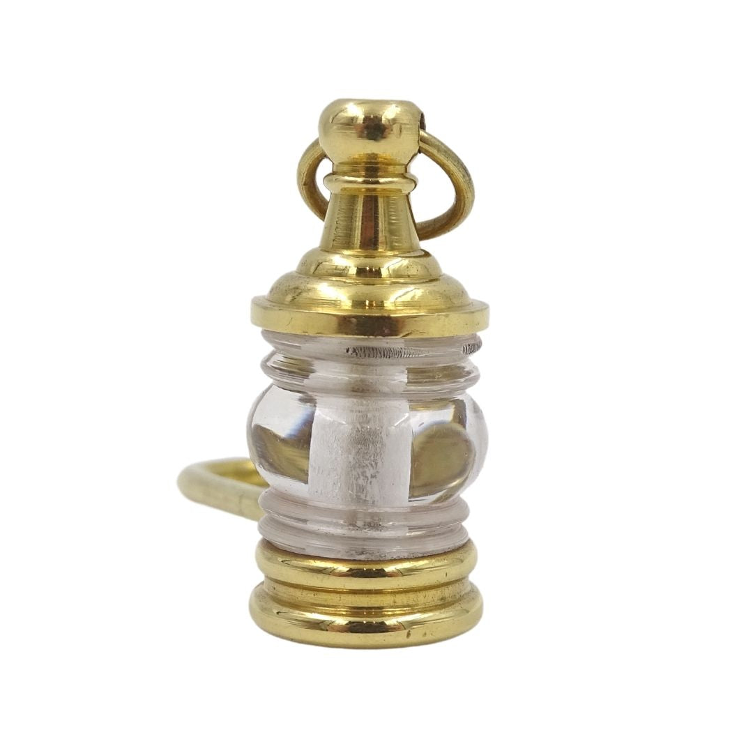 Lampada da marinaio portachiavi Key-0118 in ottone e vetro, dorata, incisione personalizzata, ideale come regalo, dimensioni 11 x 2 x 2 cm