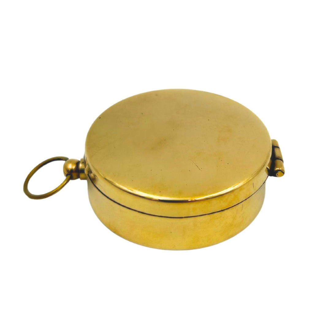 Bussola Retrò in Ottone con Coperchio Richiudibile, Possibilità di Incisione Personalizzata, Regalo Perfetto per Velisti, Altezza 5 cm, Stile Marinaretto