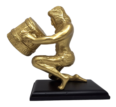 Statuetta decorativa Acquario dorata AQU2 con possibilità di personalizzazione tramite incisione, regalo ideale per ogni occasione, altezza 18 cm, design elegante in alluminio