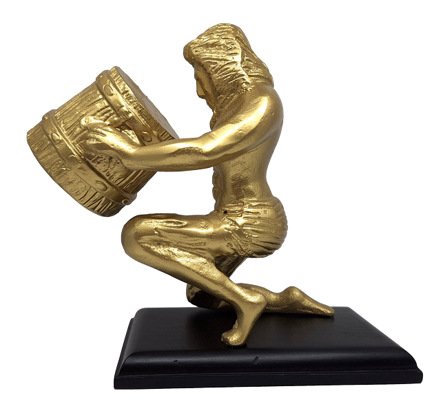 Statuetta decorativa Acquario dorata AQU2 con possibilità di personalizzazione tramite incisione, regalo ideale per ogni occasione, altezza 18 cm, design elegante in alluminio