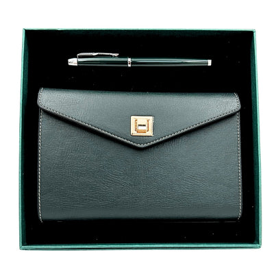 Elegante Set Regalo con Incisione Personalizzata - Taccuino in Pelle A6 con Penna di Alta Qualità in Scatola Regalo di Lusso
