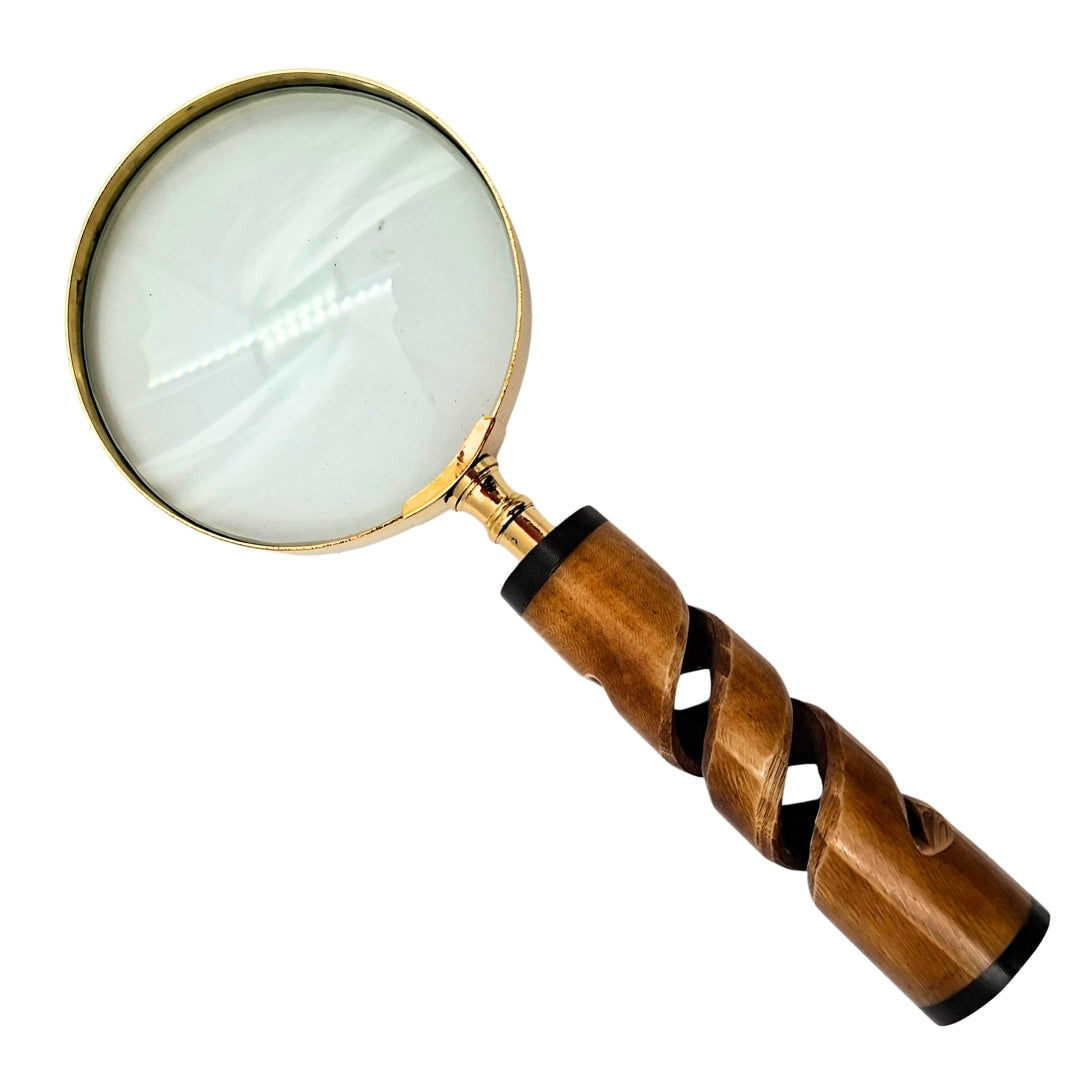 Lente d’Ingrandimento con Montatura in Ottone e Manico in Corno NC2356 - Regalo Elegante con Possibilità di Personalizzazione Incisa, Ingrandimento 3,5x, Lunghezza 18,5 cm, Diametro 7,5 cm
