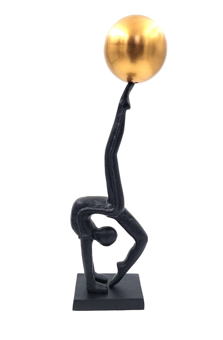 Figura decorativa yogi in nero e oro, altezza 41 cm, possibilità di personalizzazione con incisione, ideale come regalo