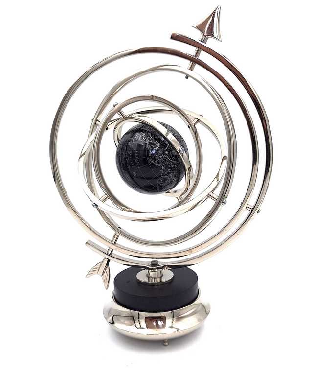 Astrolabio Sferico con Globo 44,5 cm in Colore Argento con Possibilità di Personalizzazione Incisa