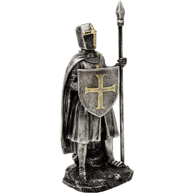 Statuetta Cavaliere con lancia 20 cm con possibilità di personalizzazione con incisione - decorazione dipinta a mano in polyresina da regalo per appassionati di storia e militari