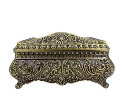 Elegante scatola metallica decorativa con incisione